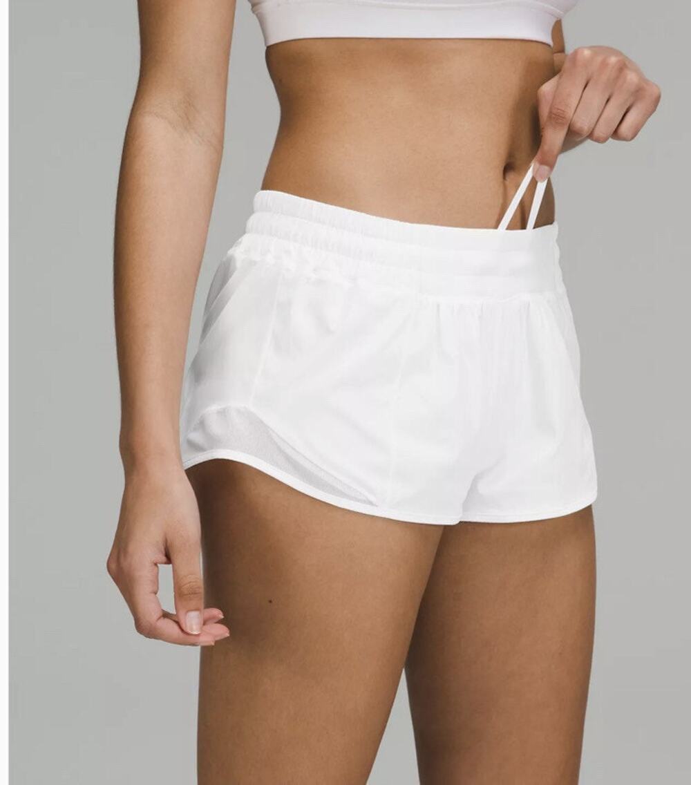 Lululemon | Low-Rise 2.5” Inseam Faint-Stripe White Activewear Hotty Hot Shorts